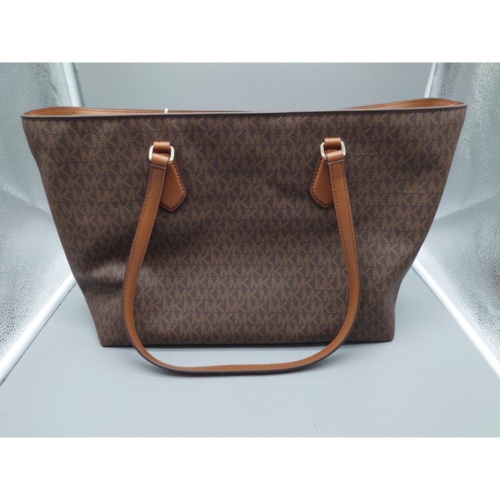 Michael Kors Tote Bag Large Brown Monogram Leather Trim [GNH021508]